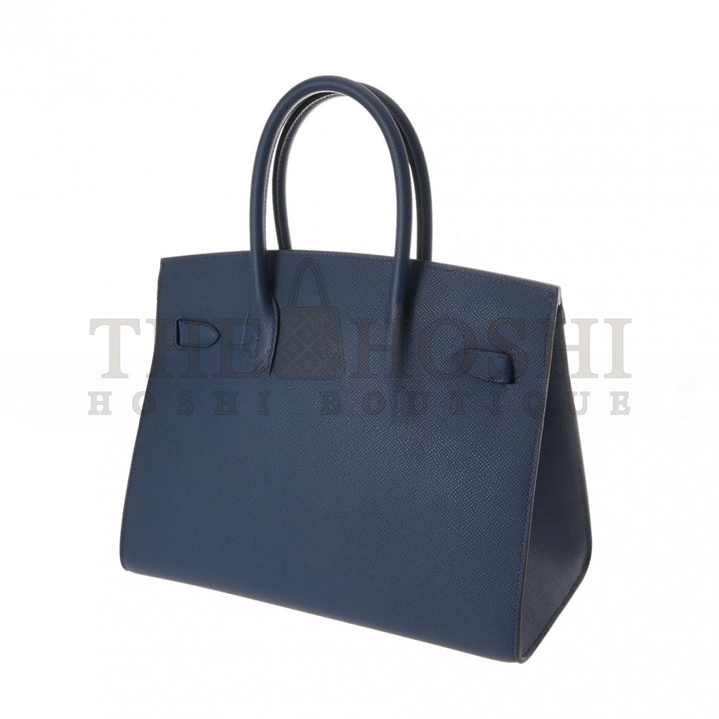 H**me5 BIRKIN 30 EPSOM LEATHER DUCK BLUE SILVER BUCKLE PLATINUM BAG 614760 (30*23*15cm) Master Quality